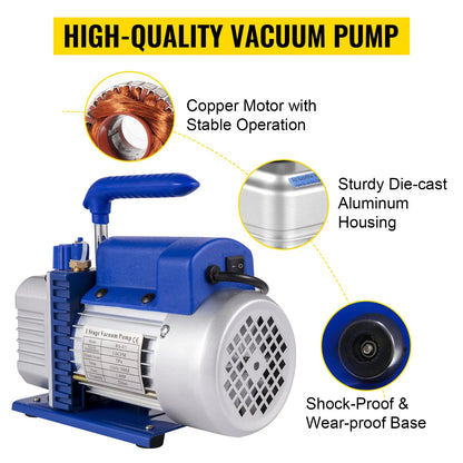SucceBuy 1.8 CFM - 4.8 CFM Refrigerant Vacuum Pump Kits HVAC 1/3HP 1/4 HP with Manifold Gauge for Household Air Conditioning