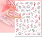 3d Nail Art Decals Watercolor Florals Purple Green Pink Flowers Leafs Fruit Adhesive Sliders Nail Stickers For Manicure