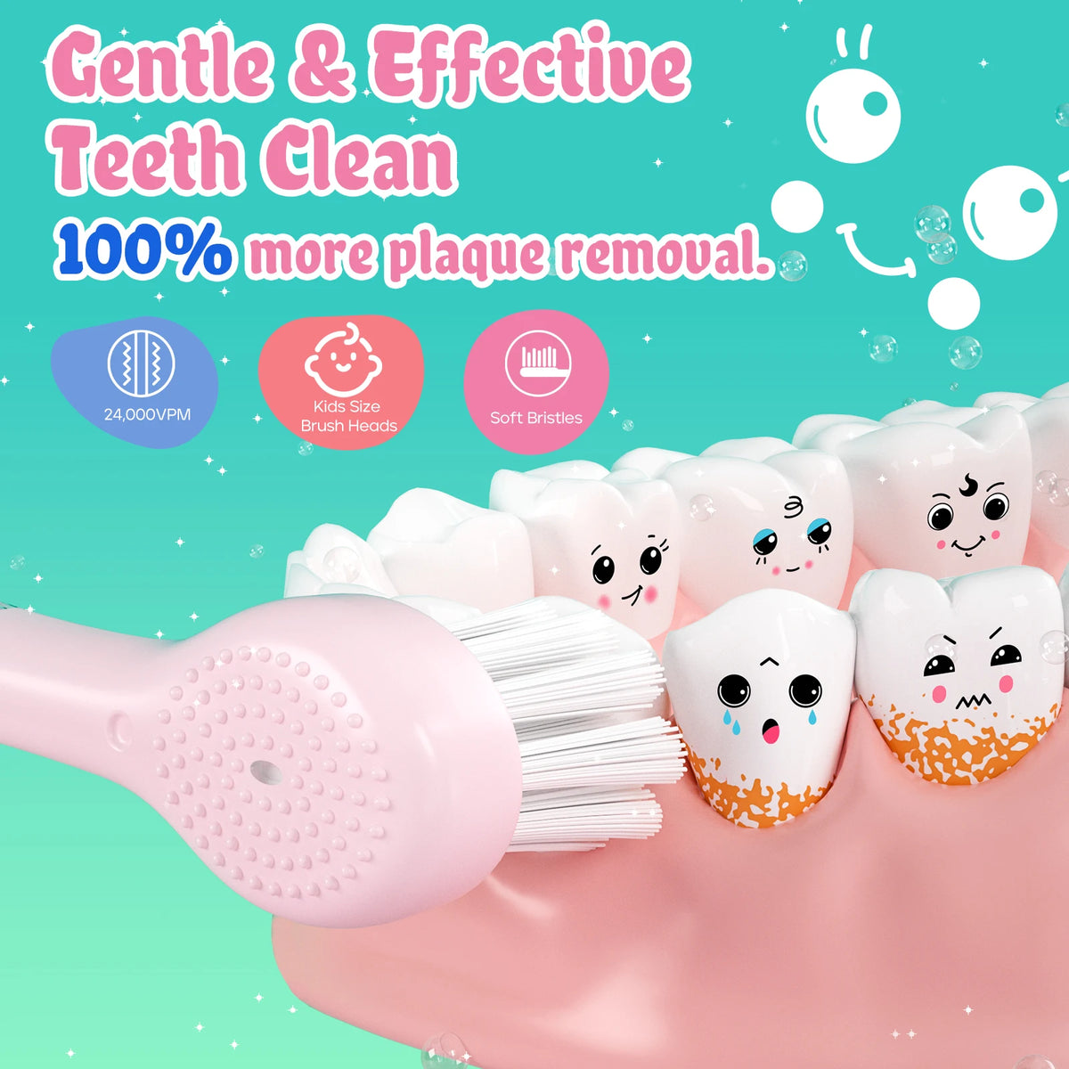 Seago Kids Electric Toothbrush Child Dolphin Colorful Observing LED 2 Mins Smart Timer IPX7 Waterproof Teeth Cleaning