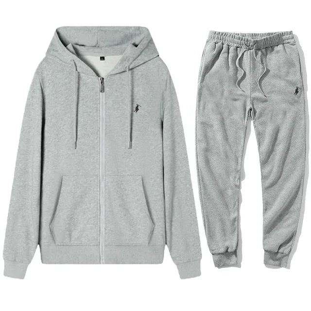 Autumn and Winter 2025 new Men's sportswear set, a fashionable outdoor zipper warm men's casual sweatshirt + pants 2-piece set