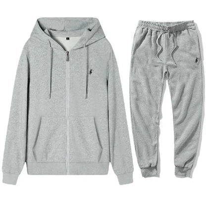 Autumn and Winter 2025 new Men's sportswear set, a fashionable outdoor zipper warm men's casual sweatshirt + pants 2-piece set