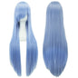 Soowee 80cm Long Synthetic Hair White Purple Cosplay Wigs Party Black Hair Straight Wig Hairpiece for Women