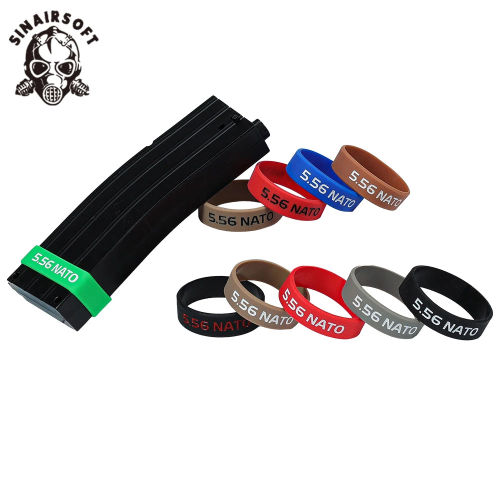 6pcs/Pack Tactical Magazine Marking Band Airsoft Rifle Elastic Mag Rubber Ring For 5.56 Nato Airsoft Rifle Hunting