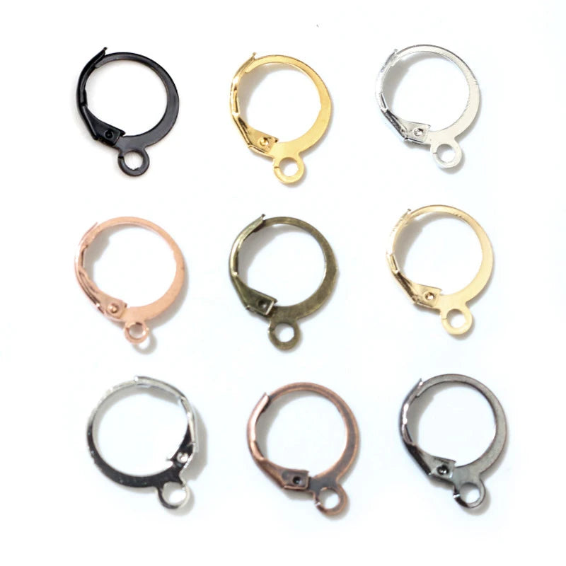 30-50pcs/lot Gold Silver French Lever Earring Hooks Wire Settings Base Hoops Earrings For DIY Jewelry Making Supplies Wholesale