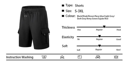 Summer Men's Sport Shorts Male Breathable Loose Multi-pockets Cargo Shorts Outdoor Jogging Fitness Casual Drawstring Mens Shorts