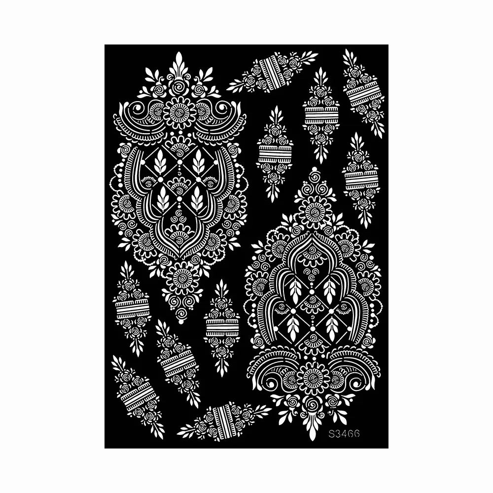 Flower Tattoo Stencil Reusable Henna Template for Hand and Body Henna Tattoo Design for Wedding Festival Party Tattoo Tools