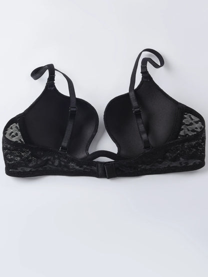Solid Underwire Bra push up Lingerie comfort padded bra lift up thick cup lace bralette