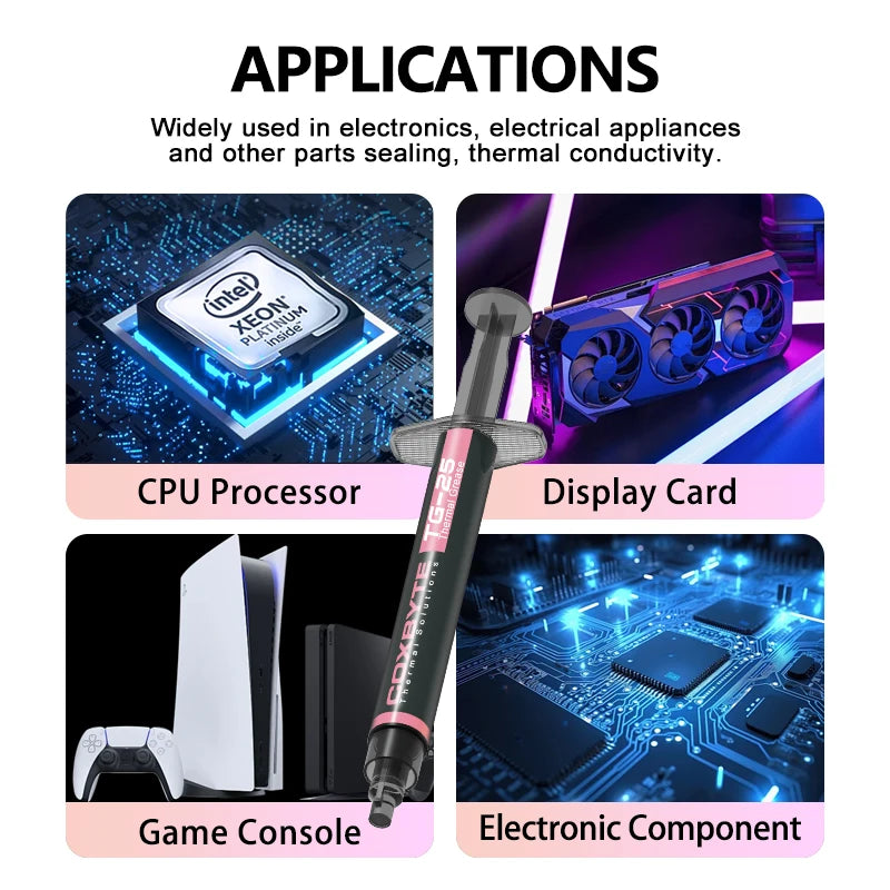 Coxbyte TG-25 Thermal Paste Processor 2g 13.8W/M-k For CPU GPU PS4 MCU HeatSink Cooling Cooler Thermal Compound Silicone Grease