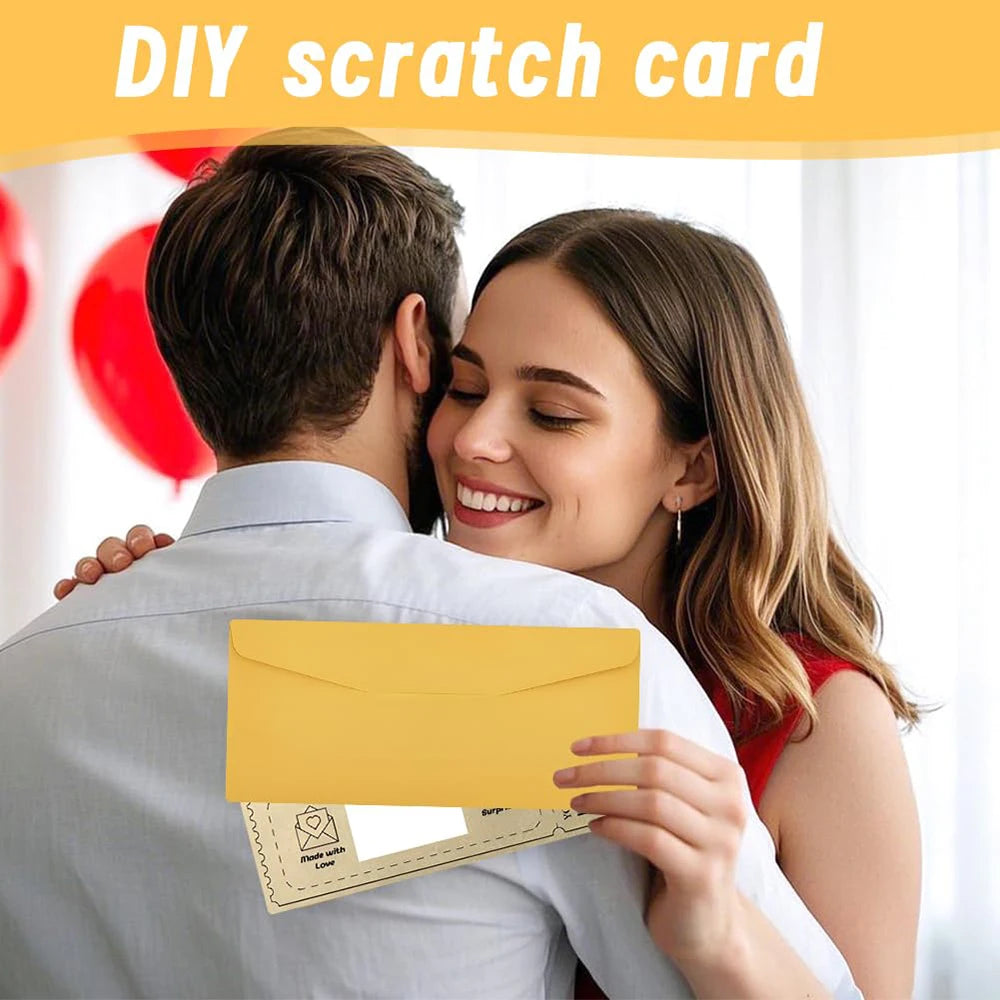 3pcs/set Golden Ticket Scratch Card Scratch-off Travel Ticket Set with Envelopes Surprise Reveal Ticket Gift for Valentine's Day