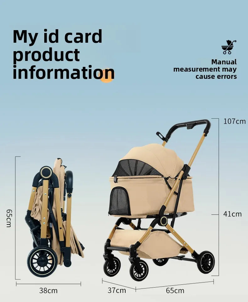 Pet Stroller One Button Foldable Cat Dog Outdoor Travel Cross Border Pet Stroller Pet Trolley Stroller for Dog Puppy Stroller