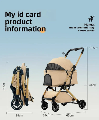 Pet Stroller One Button Foldable Cat Dog Outdoor Travel Cross Border Pet Stroller Pet Trolley Stroller for Dog Puppy Stroller