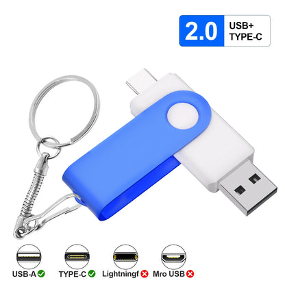 Free Custom Logo TYPE-C USB Flash Drive 128GB USB-C Pen Drive 64GB White Purple Memory Stick 32GB 16GB Pendrive Storage Device
