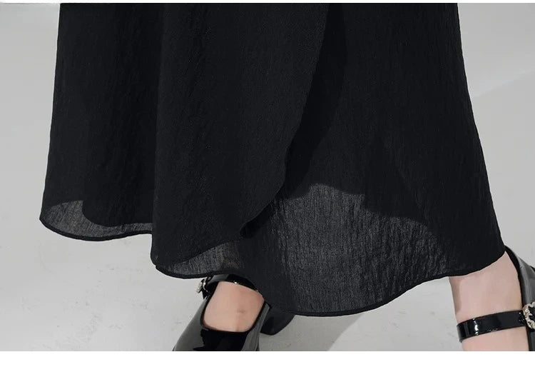 Chic Korea Clothes Summer Women Cute Sweet GIrls Solid Robe Holiday Date High Waist Retro Vintage Wrap One-Piece Lace-Up Skirts