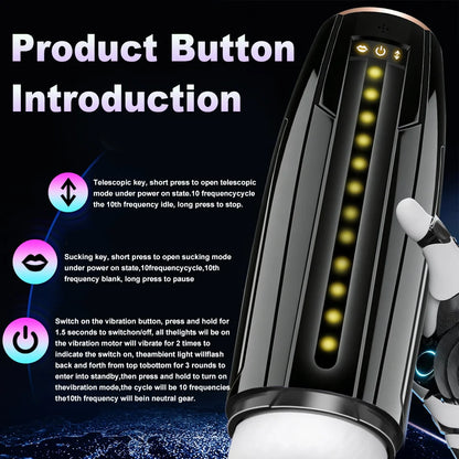Electric 10 Frequency Telescopic Sucking Vibration Massagator Male Penis Desensitization Training Masturbator Adult Products