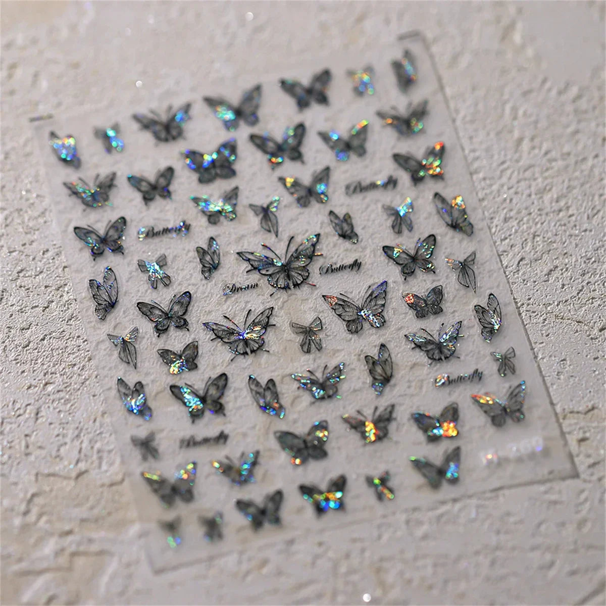 1pcs 5D Japanese Black Butterfly Nail Art Stickers Glitter Shiny Kawaii Self Adhesive Manicure Decorations Tool Decals Accessory