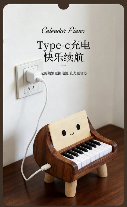Mini Playable Electronic Piano Rechargeable Beech Wood ABS Desktop Ornament Birthday Valentine Friend Gift
