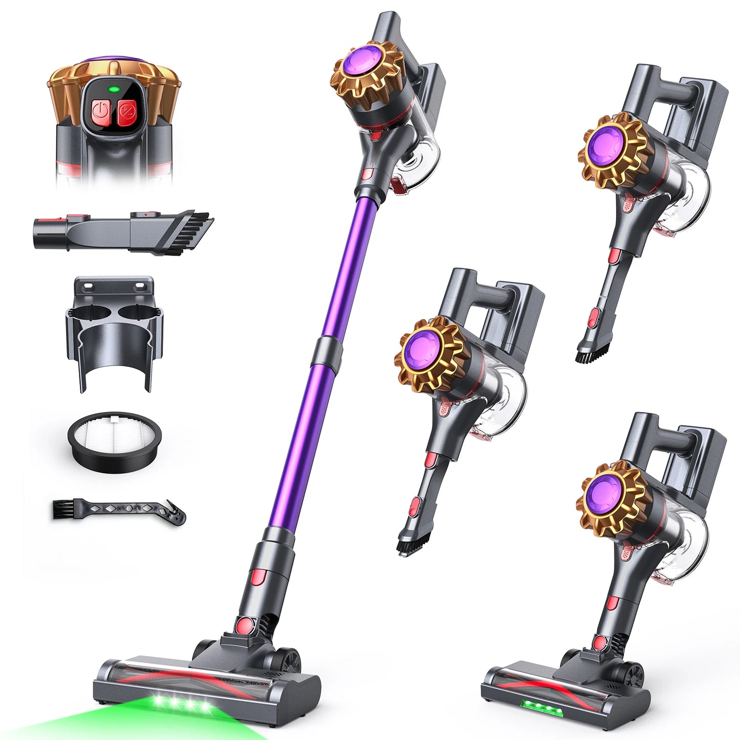 Lubluelu P7 300W/35KPA Cordless Vacuum Cleaner, 30Mins Self-Standing Vacuum Cleaners for Home, Anti-Tangle Stick Vacuum