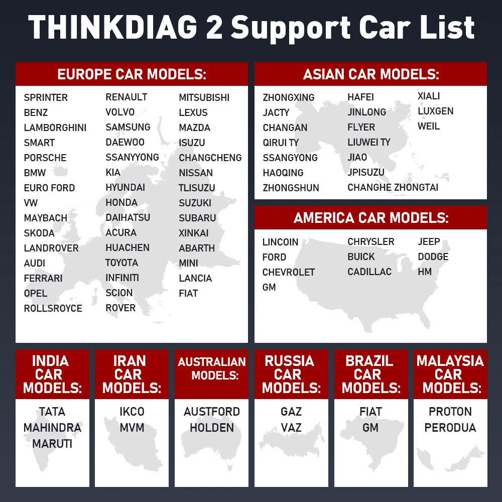 THINKCAR Thinkdiag 2 OBD2 scanner with CANFD support, all systems diagnostics tools with 15 reset functions, two-way scanning, ECU coding.
