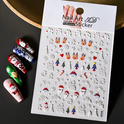 Winter Christmas Atmosphere Nail Stickers Snowman Snowflake Wapiti Self-adhesive High Quality Cute Nail Stickers Nail Art Deco