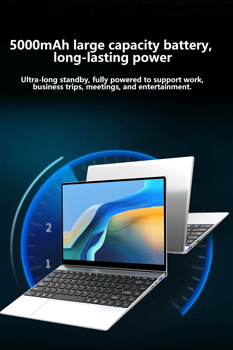 LENO Laptop 14.1" Windows 11 16GB RAM 2TB SSD Intel N3700 Ultra Slim Notebook Gamer 1080P  Display Office Study Computer PC