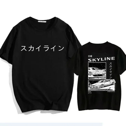 2024 Fashion Cotton T-Shirt Drift Japan Anime AE86 Inifirst D Summer Casual T-Shirt R34 Skyline GTR JDM Oversized Print T Shirts