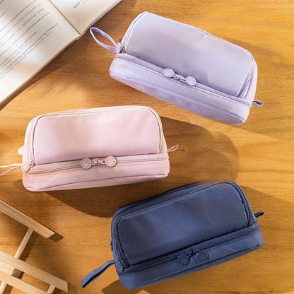 Macaron Color Large Capacity Pencil Case Multi Layer Compartments Eco Friendly Material Zipper Closure for School Storage Bag