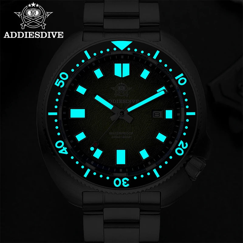 ADDIESDIVE Men Watch Sapphire Glass AR Coated Quartz Watches Luminous 200m Waterproof Turtle Diver Watch Reloj Hombre AD2511