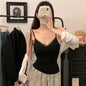Pure Desire Sexy Lace Splice Strap Vest Women's Inner Wear Slimming Matching Top Trendy Tube Top Cotton Blend Elastic Fiber