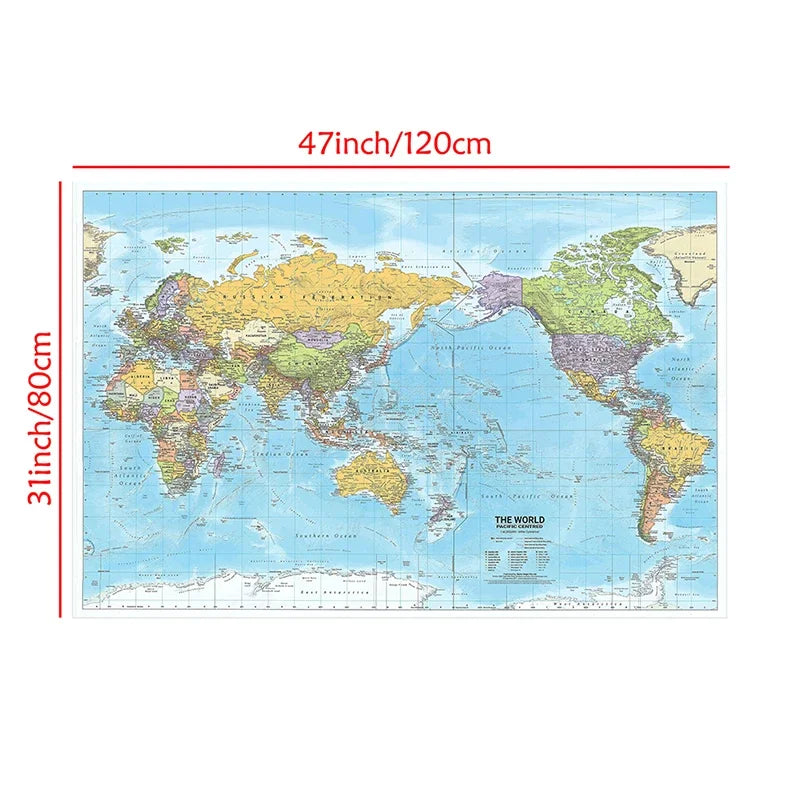 World Map 2012 Fabric Large Poster Print Wall Hanging Art  Background Chart Decor Travel Supplies in English Multi Size