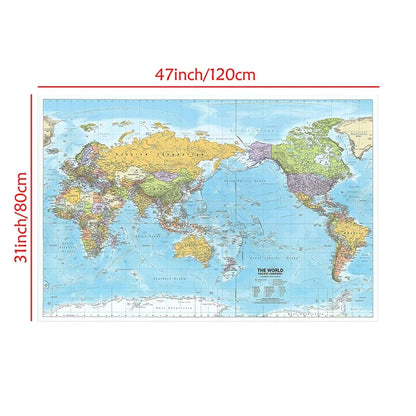 World Map 2012 Fabric Large Poster Print Wall Hanging Art  Background Chart Decor Travel Supplies in English Multi Size