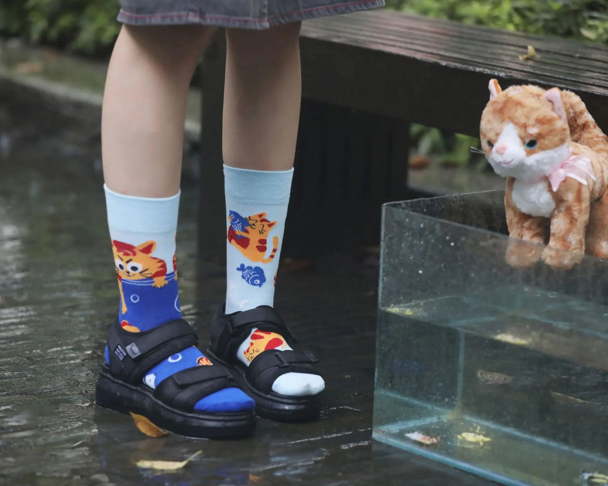 1 Pair Man Women Sock Original AB Tide Socks Colorful Cat Dog Koala Cow Cotton Socks Four Seasons Unisex Socks for Birthday Gift