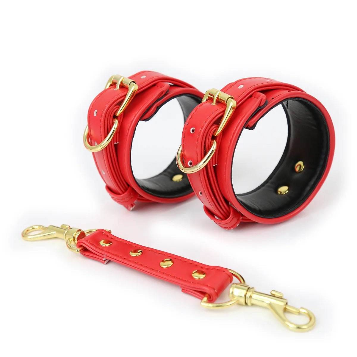 Professional BDSM Red Leather Harness Set Collar Handcuffs Restraint Kit for Women Slave Role Play Fetish Gear Adult Game Toy
