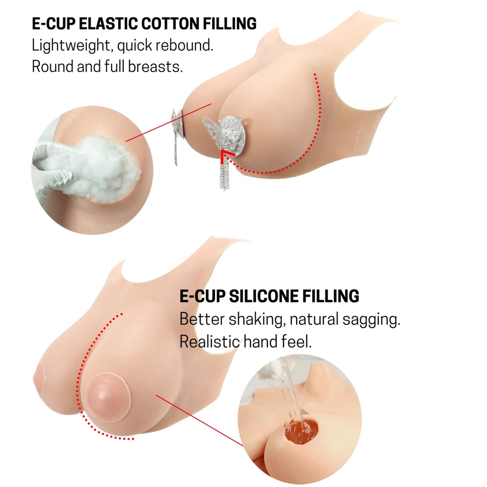 Silicone Breast Forms Fake Boobs Artifical Huge Chest CDEGH Cup for Crossdresser Transvestite Sissy Drag Queen