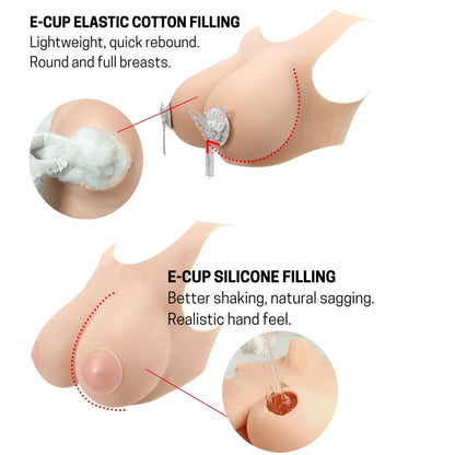 Silicone Breast Forms Fake Boobs Artifical Huge Chest CDEGH Cup for Crossdresser Transvestite Sissy Drag Queen
