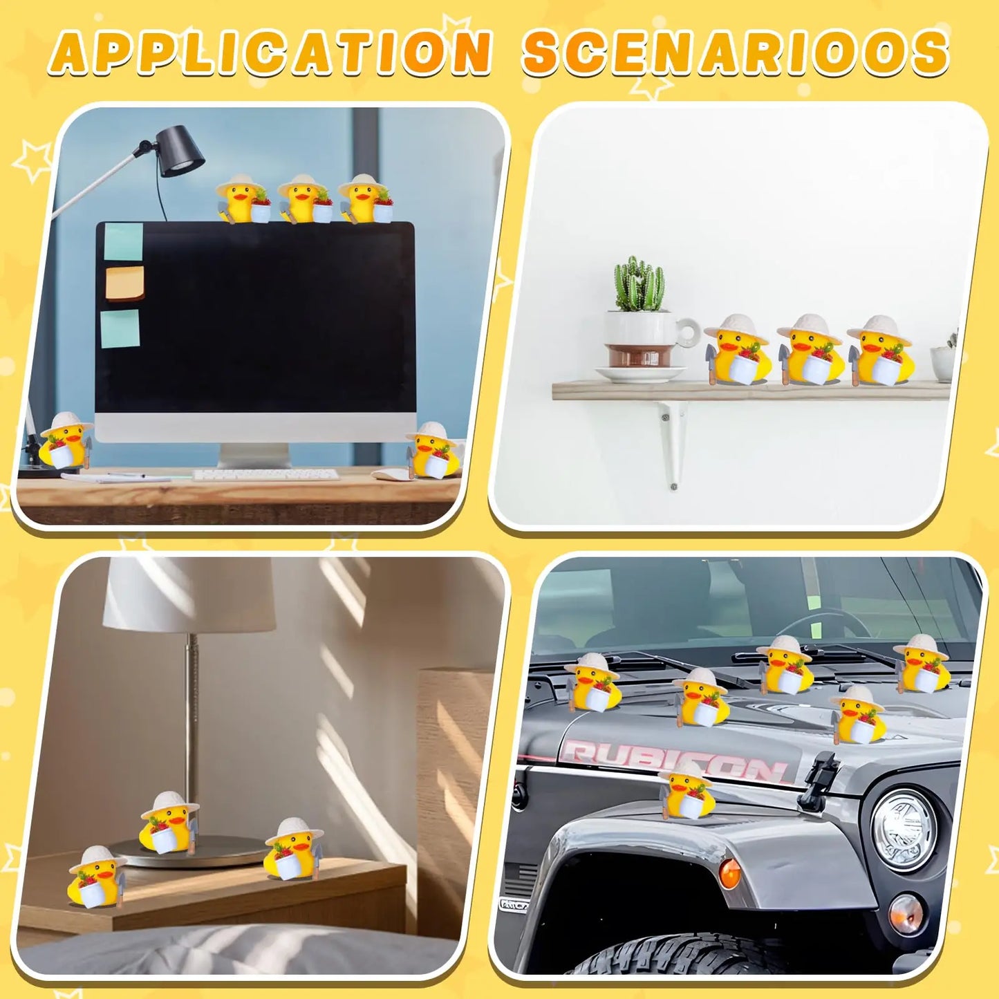 Gardener Duck  Car Rubber Duck for Jeeps Car Dashboard Decoration with,Squeaky Duck Party Favors Baby Bath Toys Kids Toys
