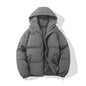 American fashion brand down jacket men's winter new solid color warm hooded bread suit cotton jacket thickened loose jacket