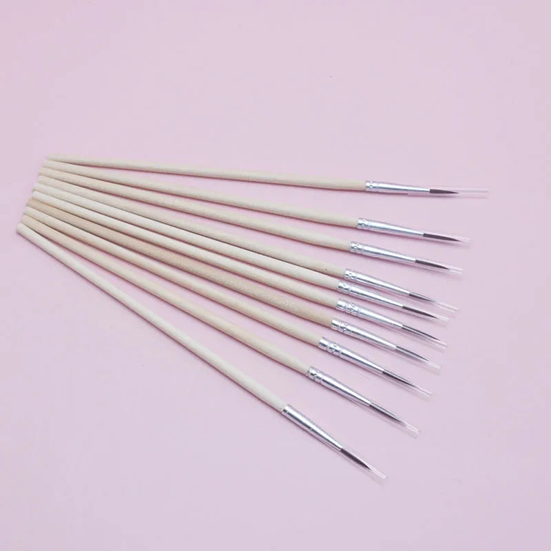 10Pcs/Set Fine Hand-painted Thin Hook Line Pen Short Wood Rod Drawing Art Pen Paint Brush Art Supplies Nylon Brush Special Offer