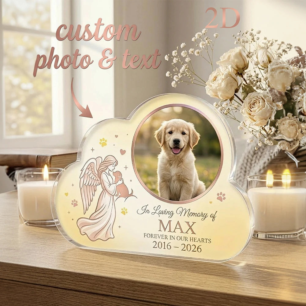 Custom Photo & Text,Cloud‑Shaped Acrylic Pet Memorial Plaque,Desktop Ornament,Pet Loss Keepsake,Sympathy Gift,Memorial Day