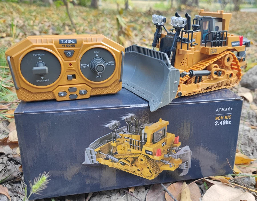 4WD Remote Control Excavator 4x4 Alloy Dump Truck Bulldozer Radio Model RC Car Construction Vehicle with Lights Sound Toy Gift