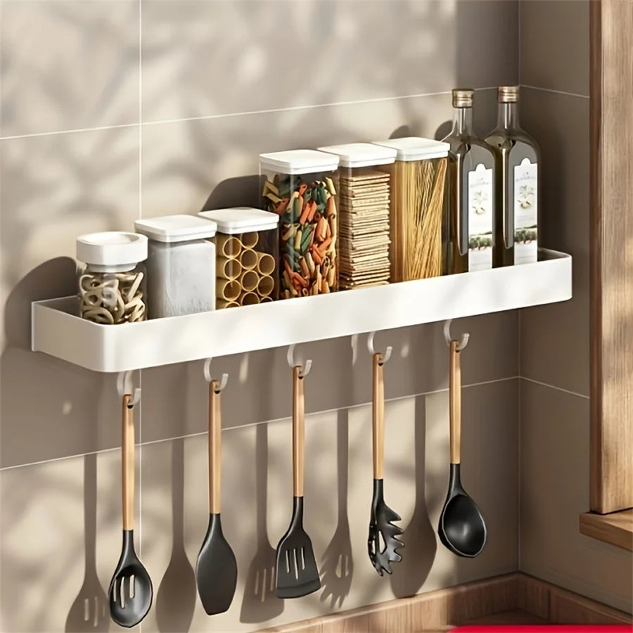 30-50Cm Kitchen Seasonings Rack Pepper Wall-Mounted Hook Cabinet Storage Spatula Tool Storage Kitchen Accessories