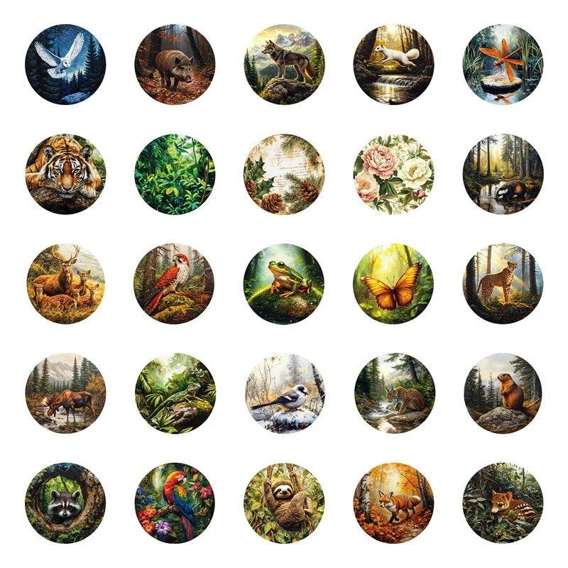 10/30/50PCS Kawaii Forest Animal Sticky PVC Sticker Aesthetic Children's Stationery DIY Decoration Scrapbooking School Supplies
