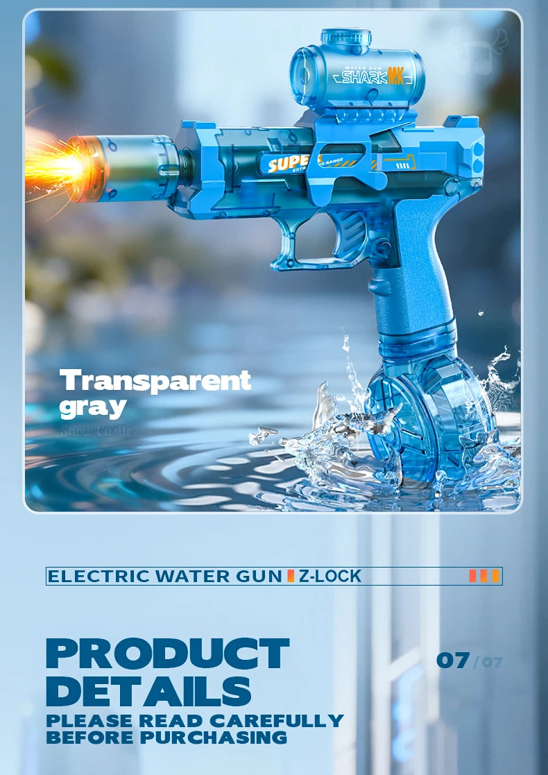 Simulated Firing and Recoil Electric Water Gun Toys Children Automatic Sensor Lights Water Pistol Summer Outdoor Beach Kids Toy