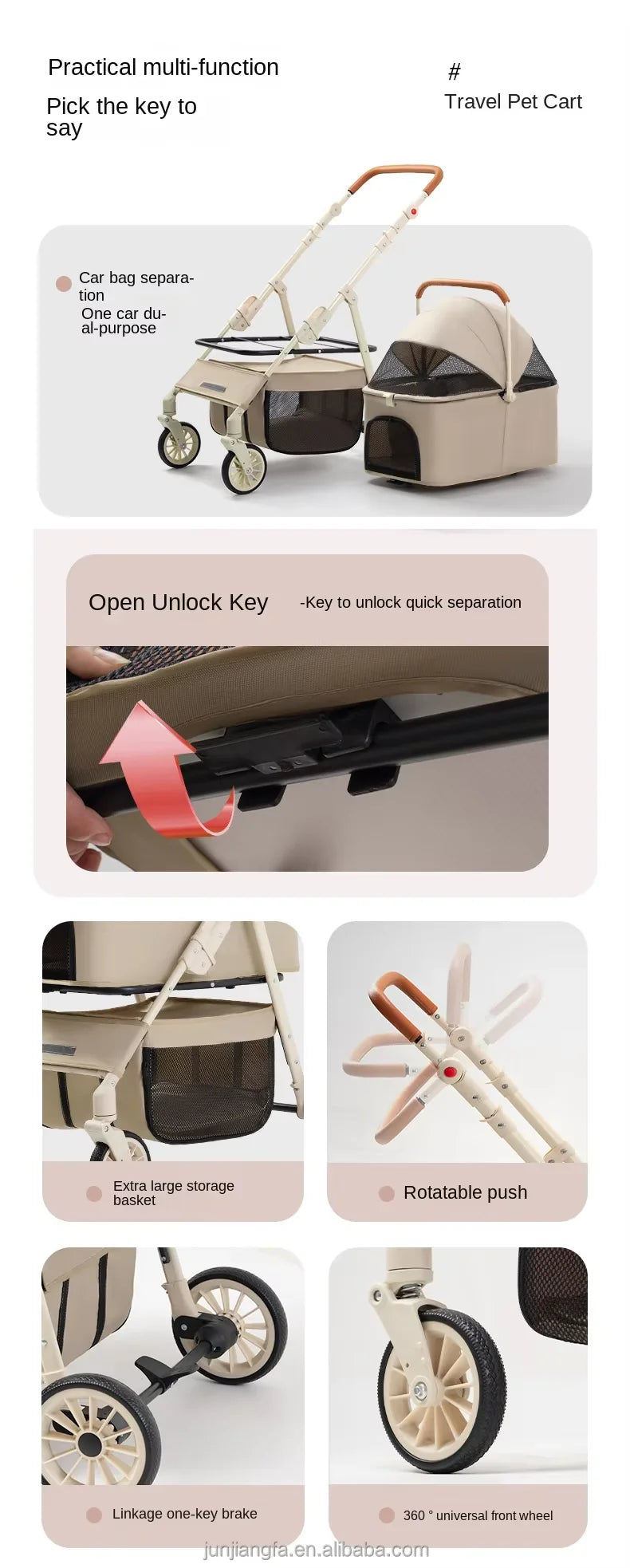 Cat Trolley Cat Stroller Outdoor Pet Stroller Dog Pet Carriers & Travel Products Pet Stroller Double