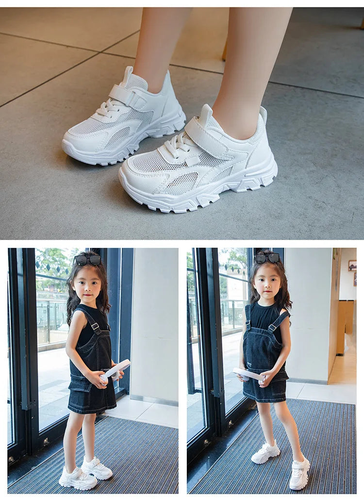 Kid Sneakers Sport Shoes for Boys Fashion Leather Children Breathable Mesh Comfort Shoes Casual Walking Outdoor Running Shoes