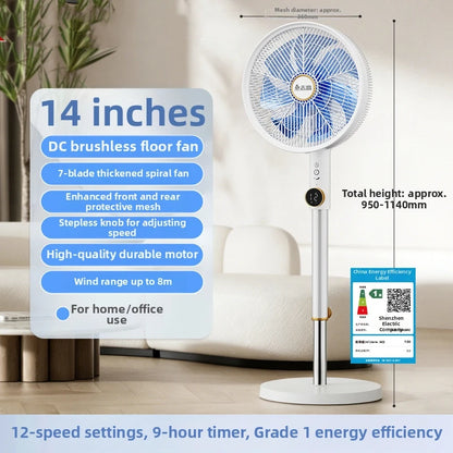 DC Inverter Tower Fan, Ultra Quiet 12-Speed Standing Fan with Remote, Energy Saving Oscillating Fan for Living Room/Bedroom