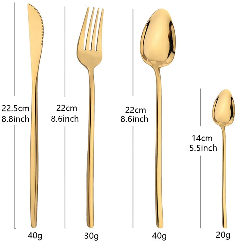 24pcs Christmas Dinnerware Set Stainless Steel Cutlery Set Gold Western Tableware Fork Knife Spoon Flatware Set Silverware Set