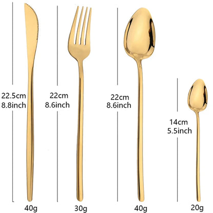 24pcs Christmas Dinnerware Set Stainless Steel Cutlery Set Gold Western Tableware Fork Knife Spoon Flatware Set Silverware Set