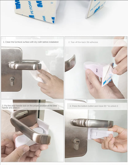 Home Universal ABS Protection Device for Children Safety ABS Anti-open Handle Locks Door Lever Lock Baby Kids Safety Doors Lock
