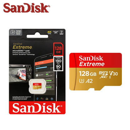 Sandisk Micro SD Card Extreme A2 A1 V30 SDXC Flash 32GB 64GB 128GB 256GB 512GB 1TB MicroSD Card 190MB/s TF Card for Phone Tablet