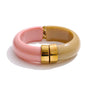 Yhpup 66mm Green Pink Brown Purple Acrylic Thick Bracelet Bangle for Women Stainless Steel Arrivals 2025 Wrist Jewelry Gift